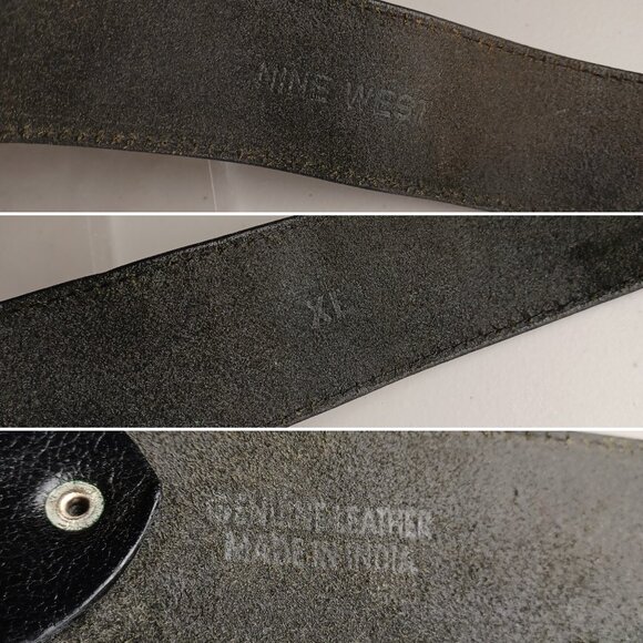 Vintage Y2K Nine West Genuine Leather Double Prong Belt, XL 42 - 46" - Picture 7 of 9